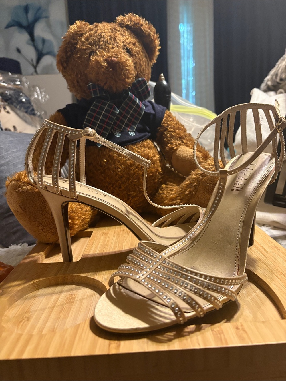 Lauren Ralph Lauren Gold Rhinestone Strappy Heels